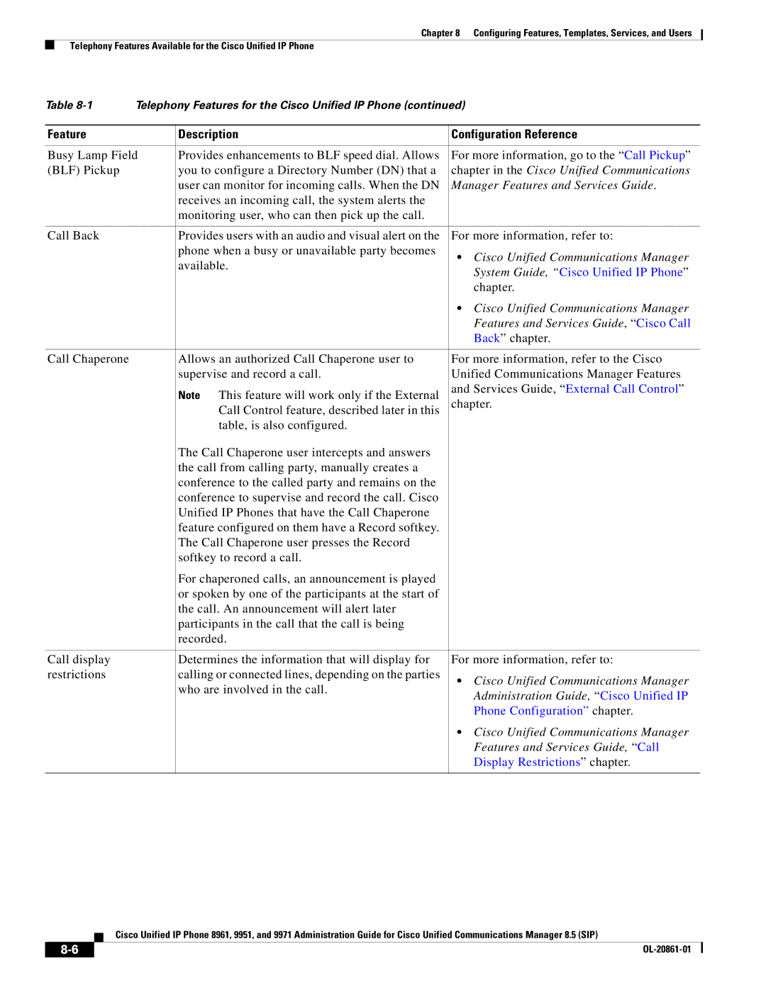 Cisco Systems 8961 manual Features and Services Guide, Cisco Call, Features and Services Guide, Call 