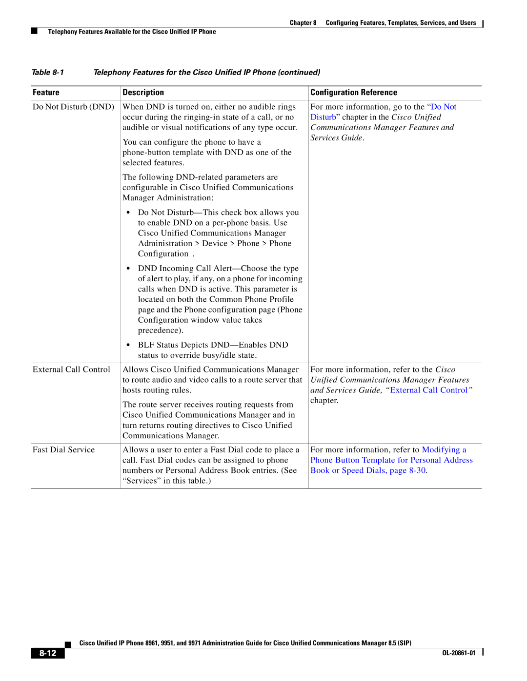 Cisco Systems 8961 Services Guide, External Call Control, Phone Button Template for Personal Address, Book or Speed Dials 