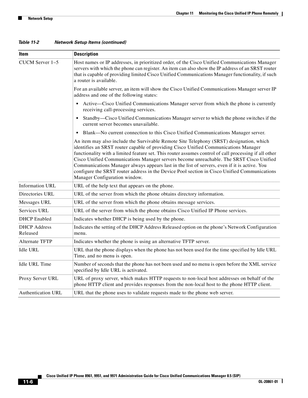 Cisco Systems 8961 manual 11-6 