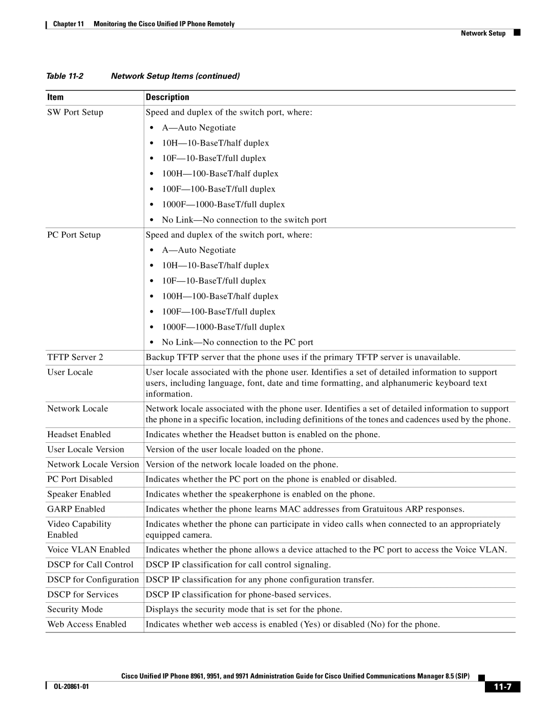 Cisco Systems 8961 manual 11-7 