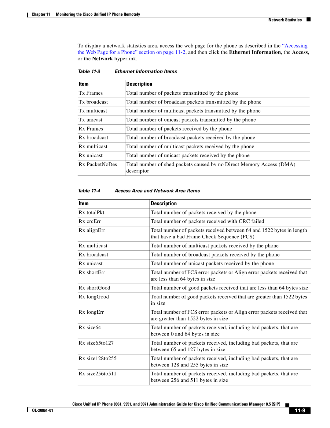 Cisco Systems 8961 manual 11-9 