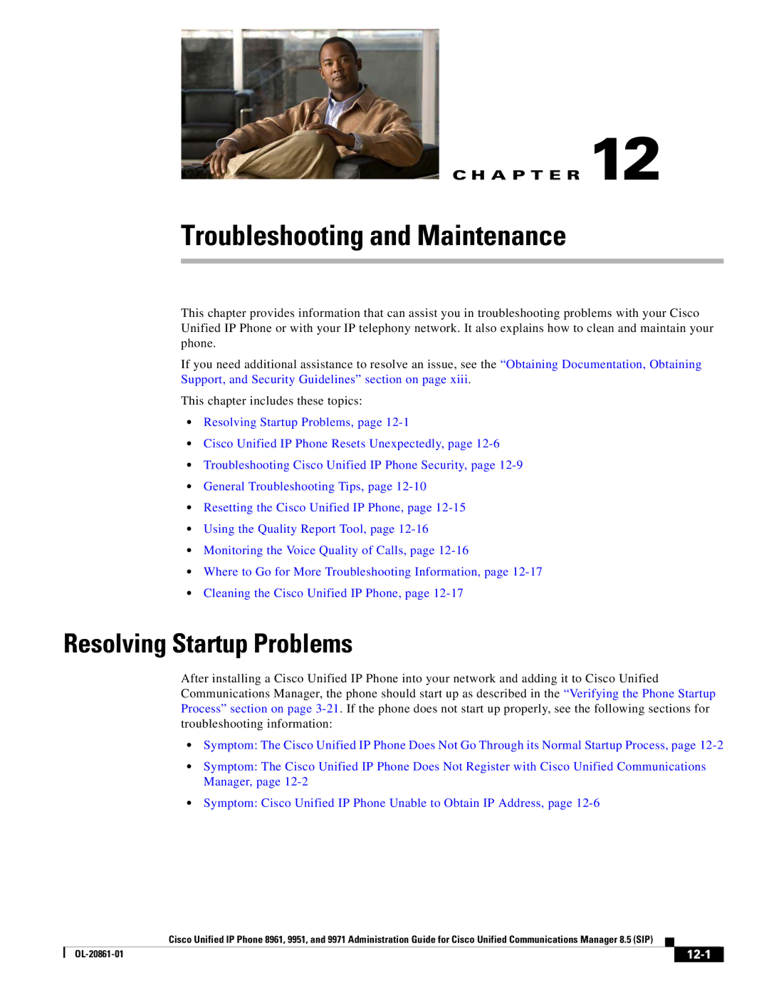 Cisco Systems 8961 manual Resolving Startup Problems, 12-1 