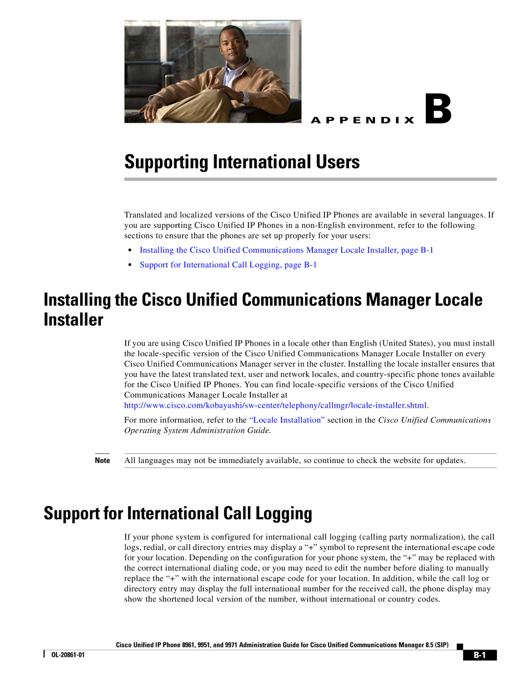 Cisco Systems 8961 manual Supporting International Users, Support for International Call Logging 