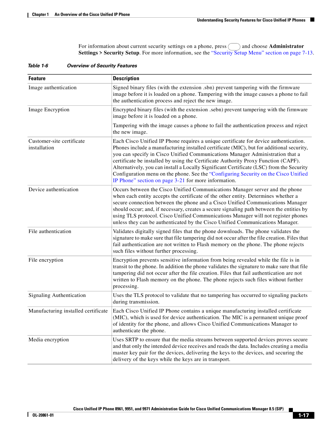 Cisco Systems 8961 manual Choose Administrator, Feature Description, IP Phone section on page 3-21for more information 