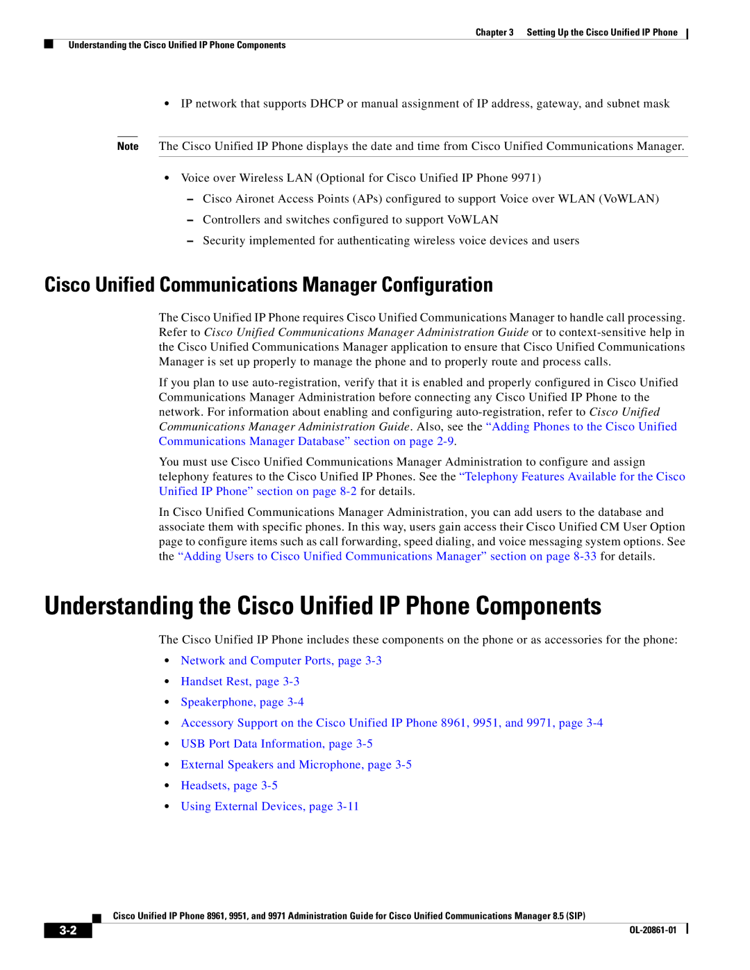 Cisco Systems 8961 Understanding the Cisco Unified IP Phone Components, Cisco Unified Communications Manager Configuration 