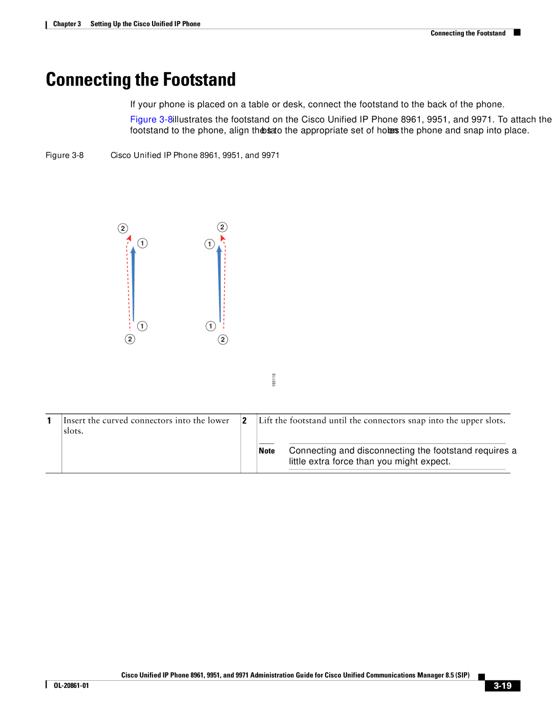 Cisco Systems manual Connecting the Footstand, Cisco Unified IP Phone 8961, 9951 