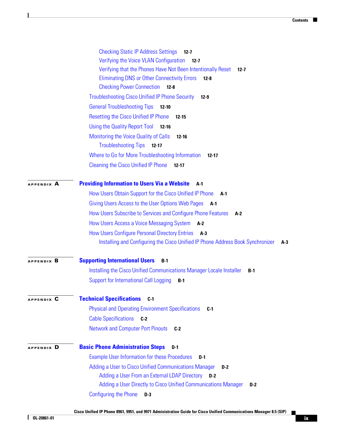 Cisco Systems 8961 manual Technical Specifications 