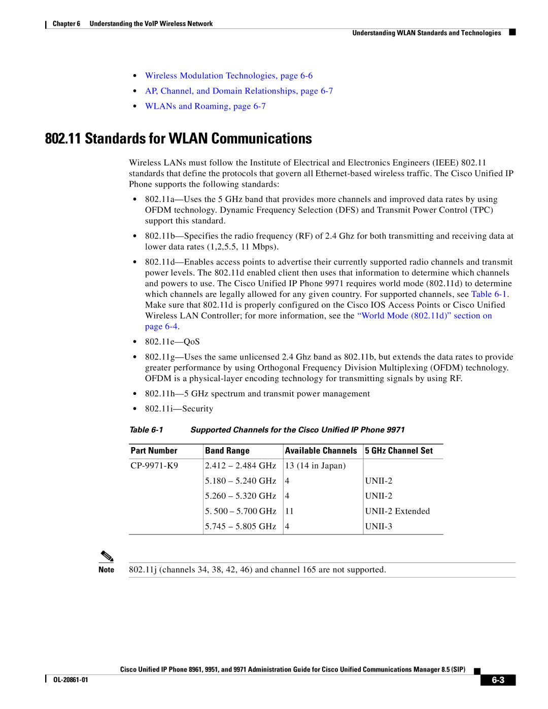 Cisco Systems 8961 manual Standards for Wlan Communications, Part Number Band Range, UNII-2, UNII-3 