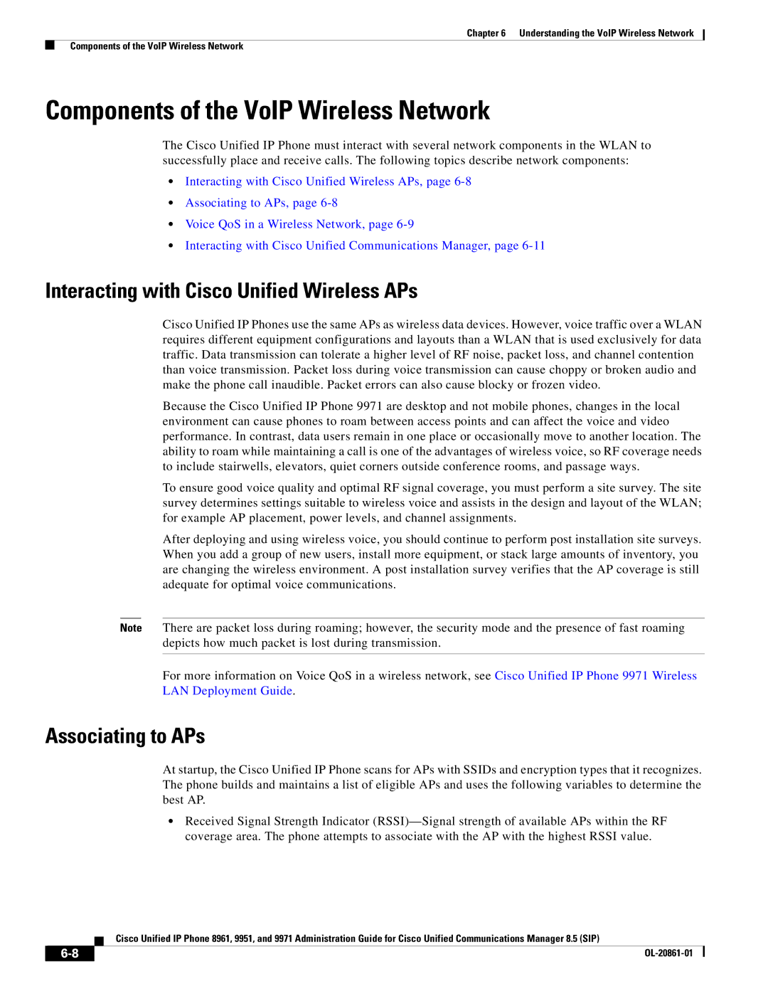 Cisco Systems 8961 manual Components of the VoIP Wireless Network, Interacting with Cisco Unified Wireless APs 