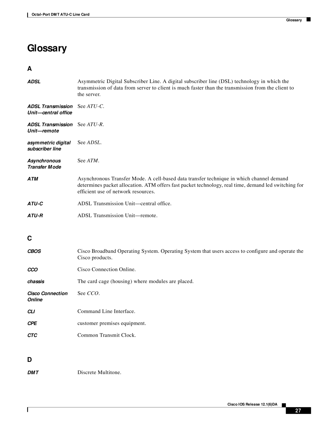 Cisco Systems 8xDMT manual Glossary 