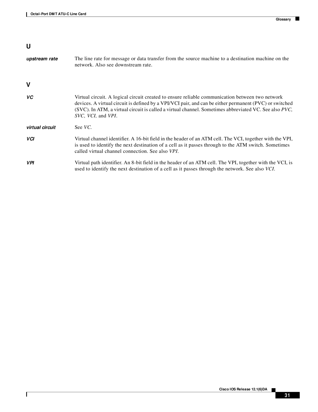 Cisco Systems 8xDMT manual Vci Vpi 