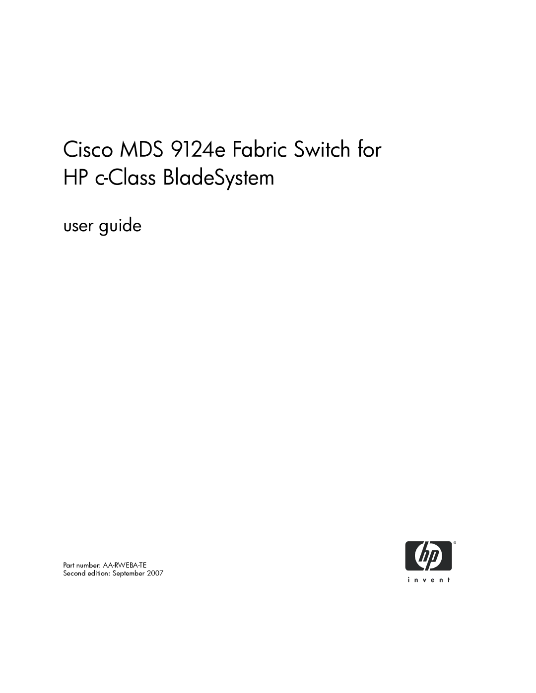 Cisco Systems 9124E manual Cisco MDS 9124e Fabric Switch for HP c-Class BladeSystem 