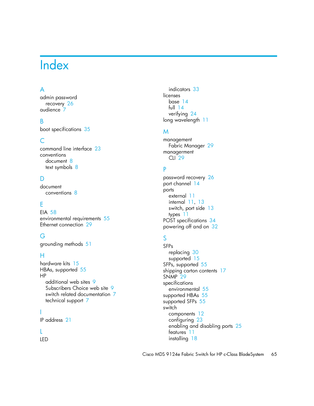 Cisco Systems 9124E manual Index 