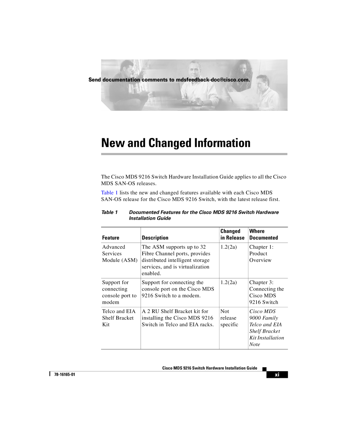 Cisco Systems 9216 manual New and Changed Information, Changed Where Feature Description Release Documented 