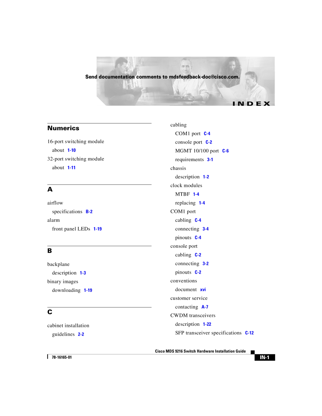 Cisco Systems 9216 manual Numerics, IN-1 