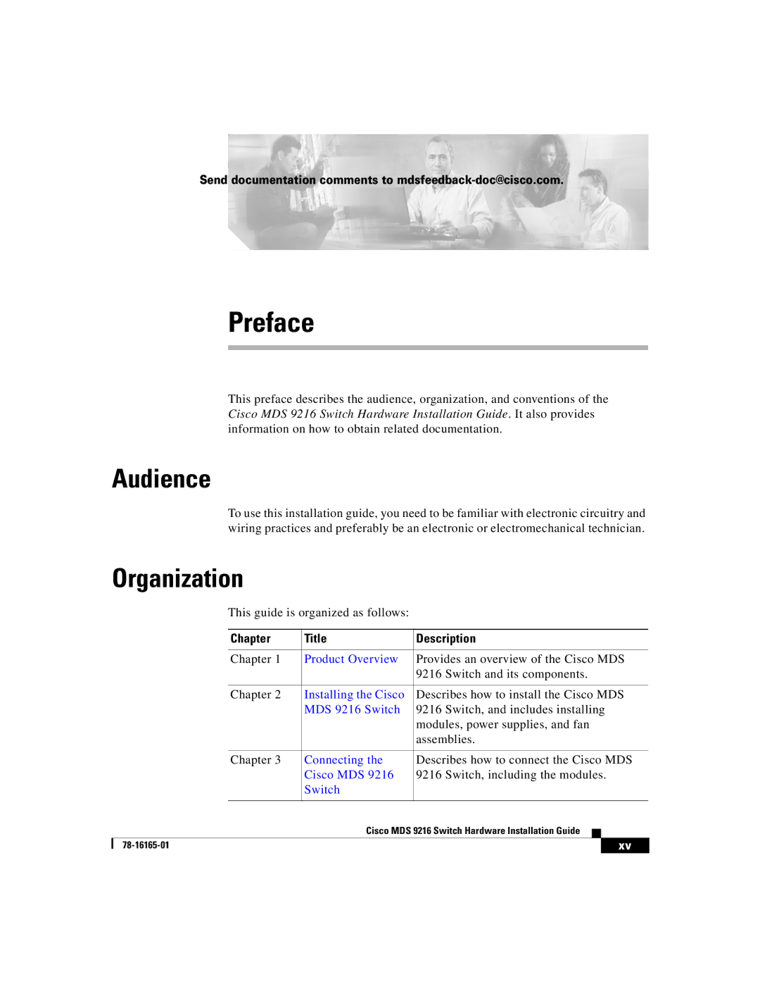 Cisco Systems 9216 manual Audience, Organization, Chapter Title Description 