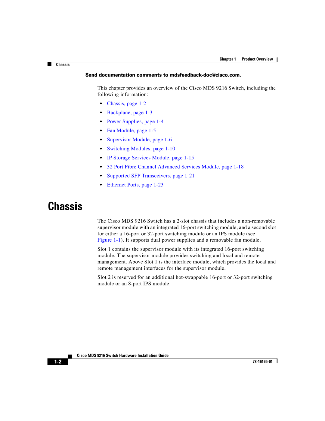 Cisco Systems 9216 manual Chassis 