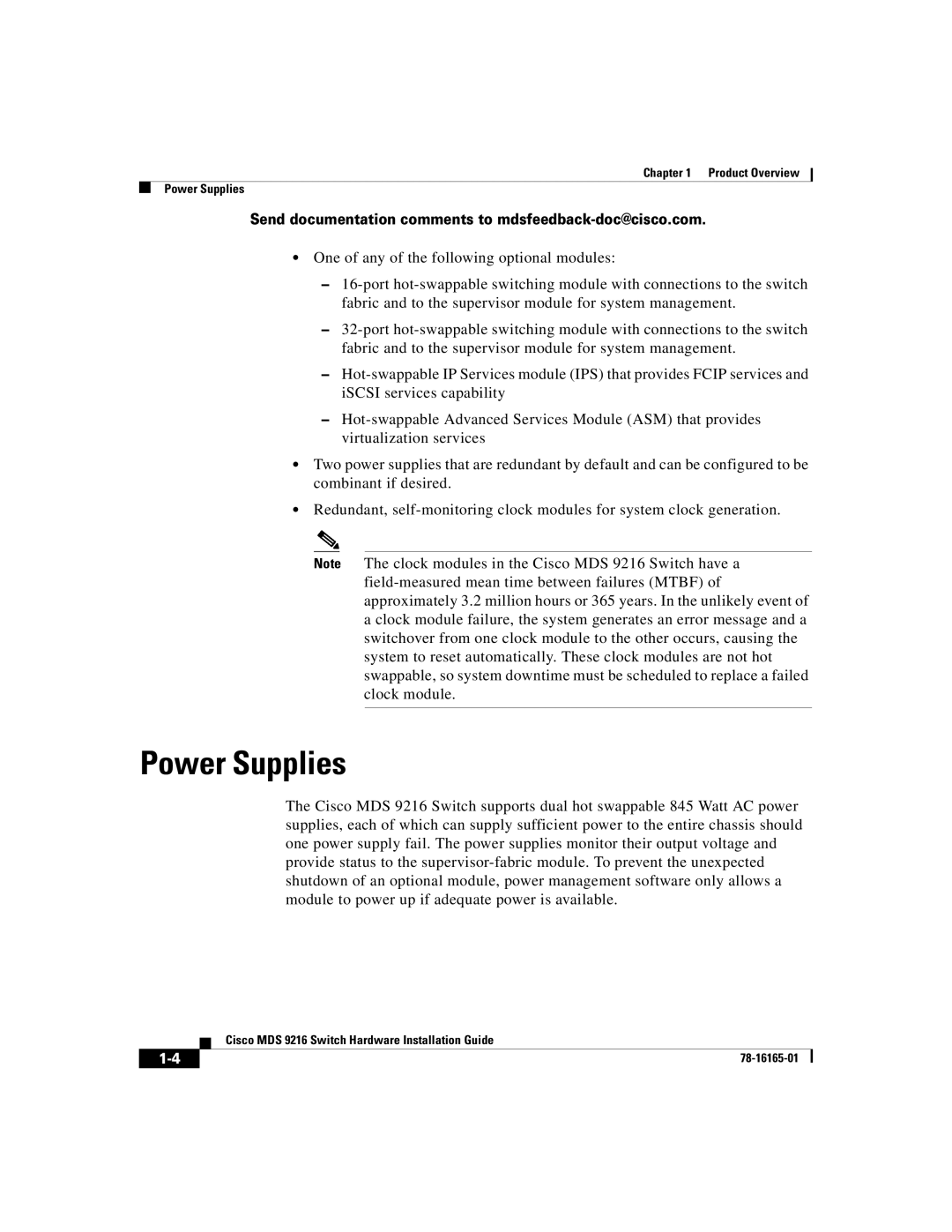 Cisco Systems 9216 manual Power Supplies 