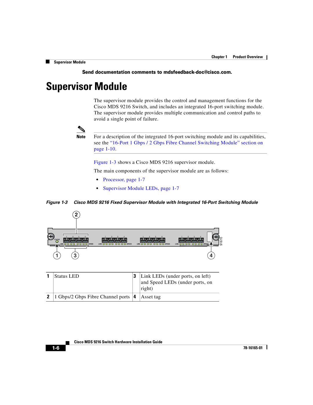 Cisco Systems 9216 manual Processor, Supervisor Module LEDs 