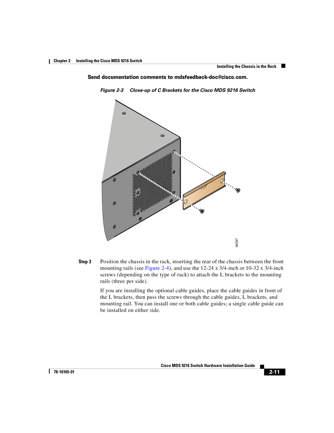 Cisco Systems manual Close-up of C Brackets for the Cisco MDS 9216 Switch 