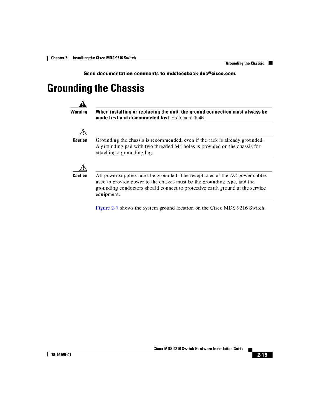 Cisco Systems 9216 manual Grounding the Chassis 