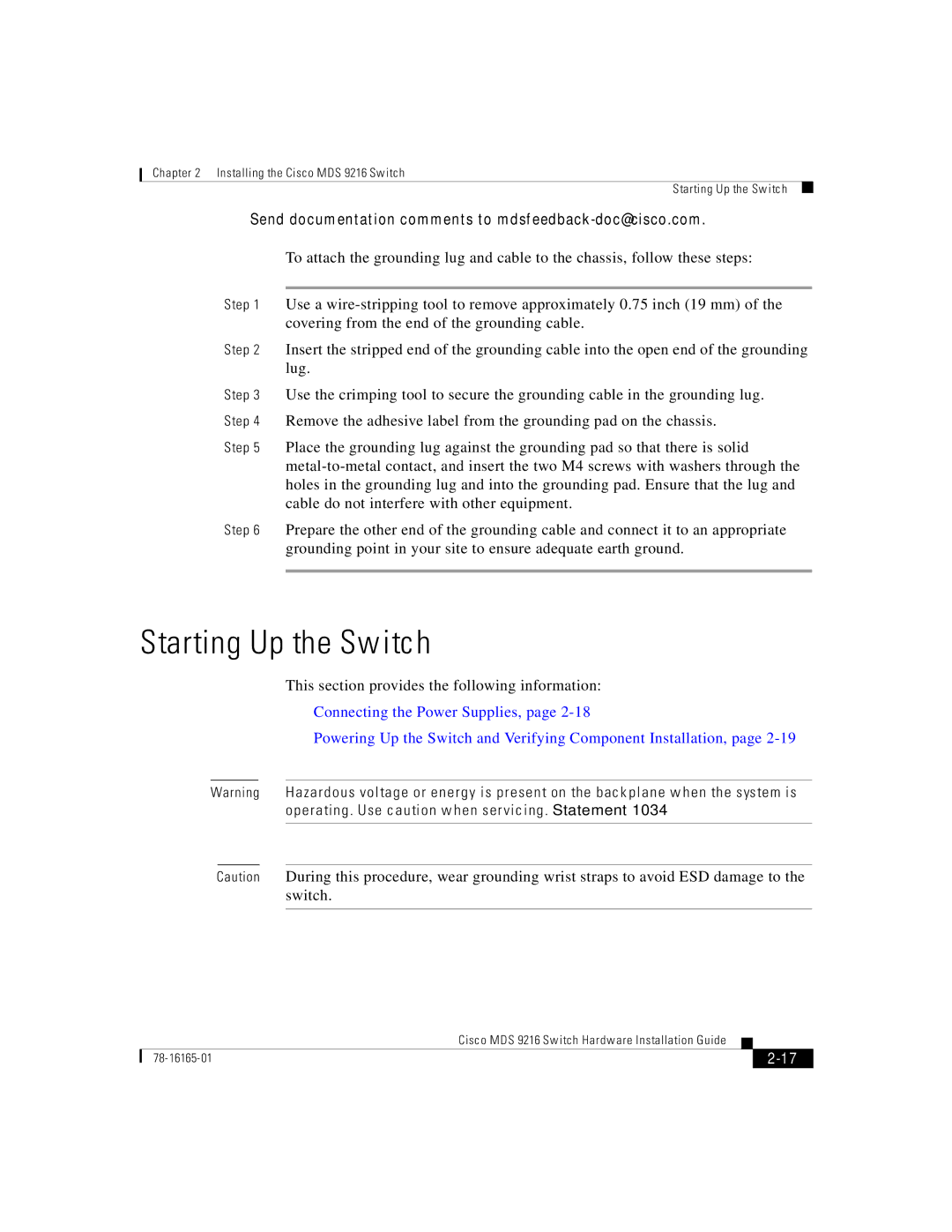 Cisco Systems 9216 manual Starting Up the Switch 