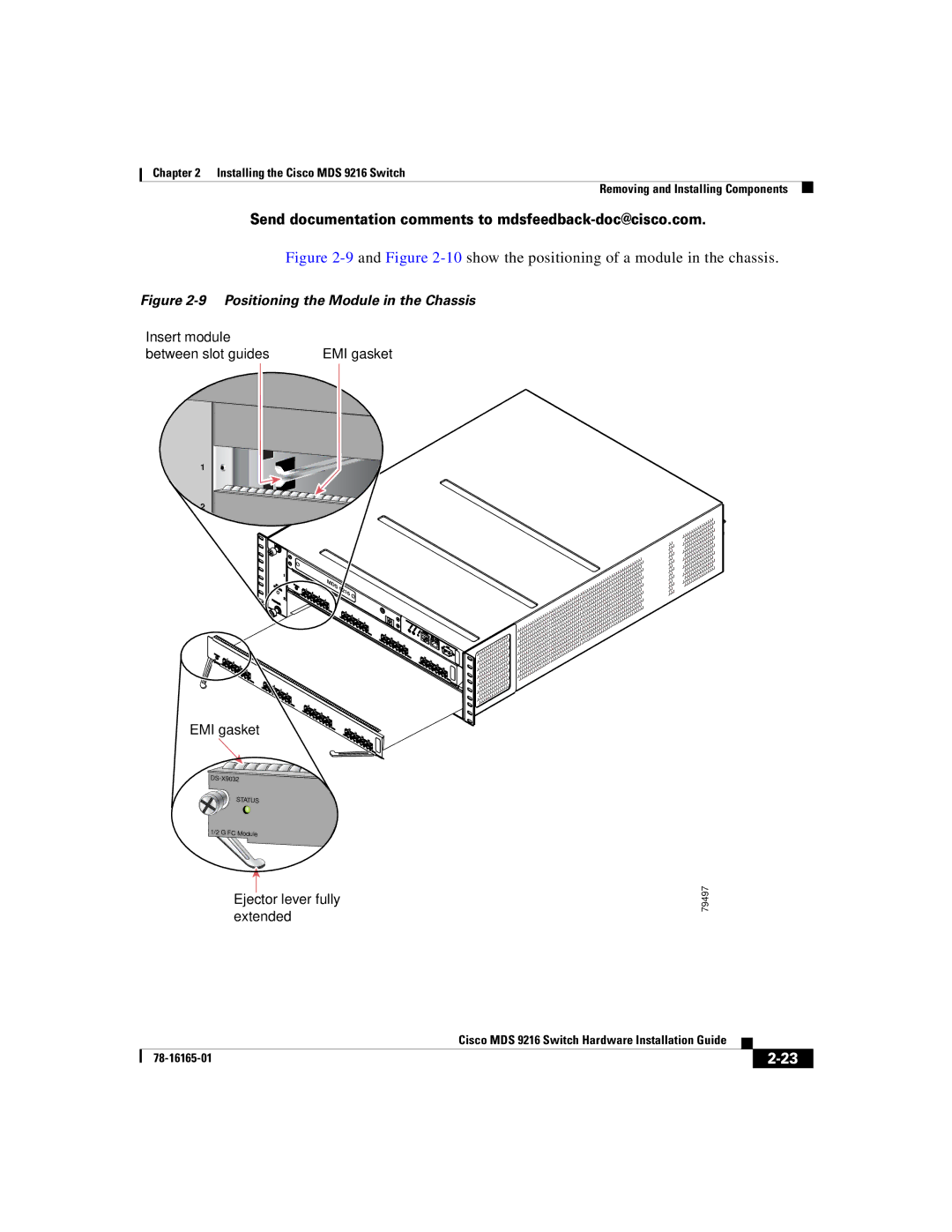 Cisco Systems 9216 manual 9and -10show the positioning of a module in the chassis 