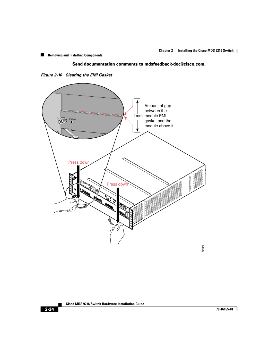 Cisco Systems 9216 manual Clearing the EMI Gasket 