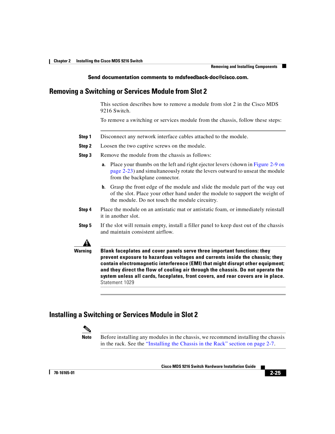 Cisco Systems 9216 manual Removing a Switching or Services Module from Slot 