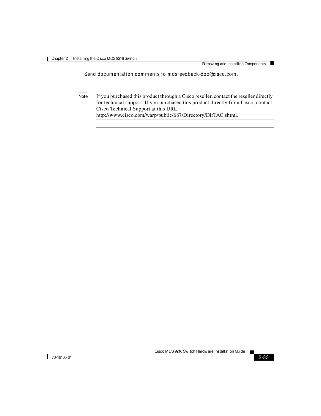 Cisco Systems 9216 manual Send documentation comments to mdsfeedback-doc@cisco.com 