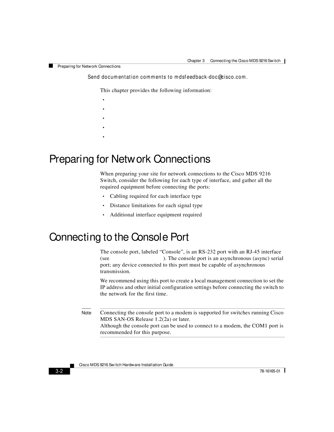 Cisco Systems 9216 manual Preparing for Network Connections, Connecting to the Console Port 