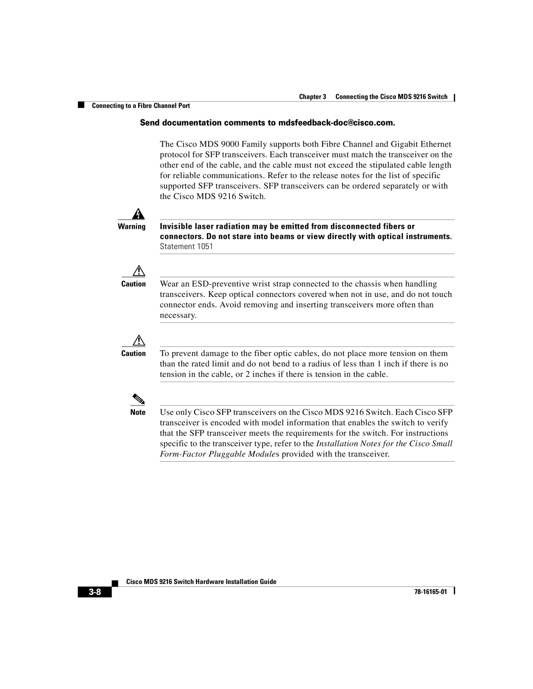 Cisco Systems 9216 manual Send documentation comments to mdsfeedback-doc@cisco.com 