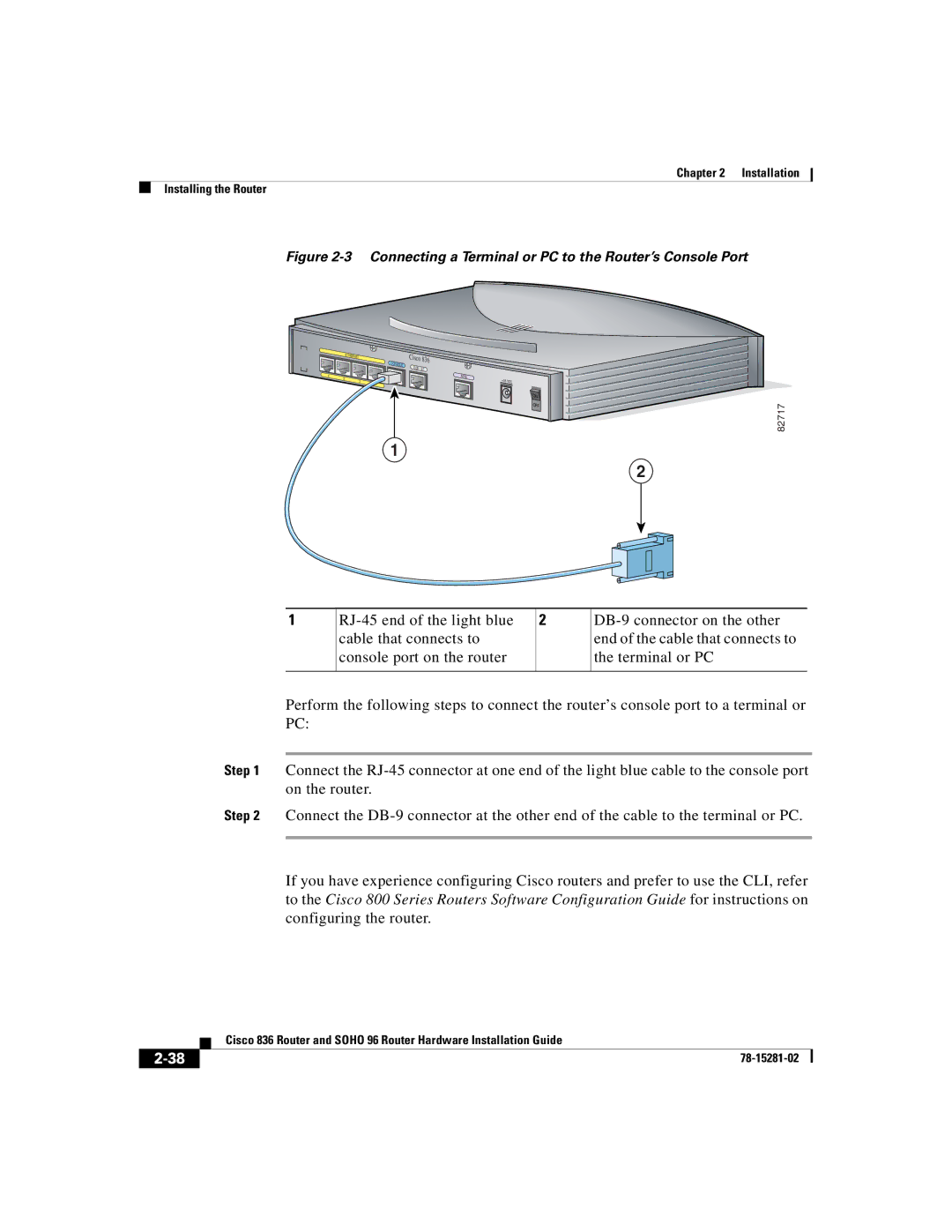 Cisco Systems 96 manual Connecting a Terminal or PC to the Router’s Console Port 