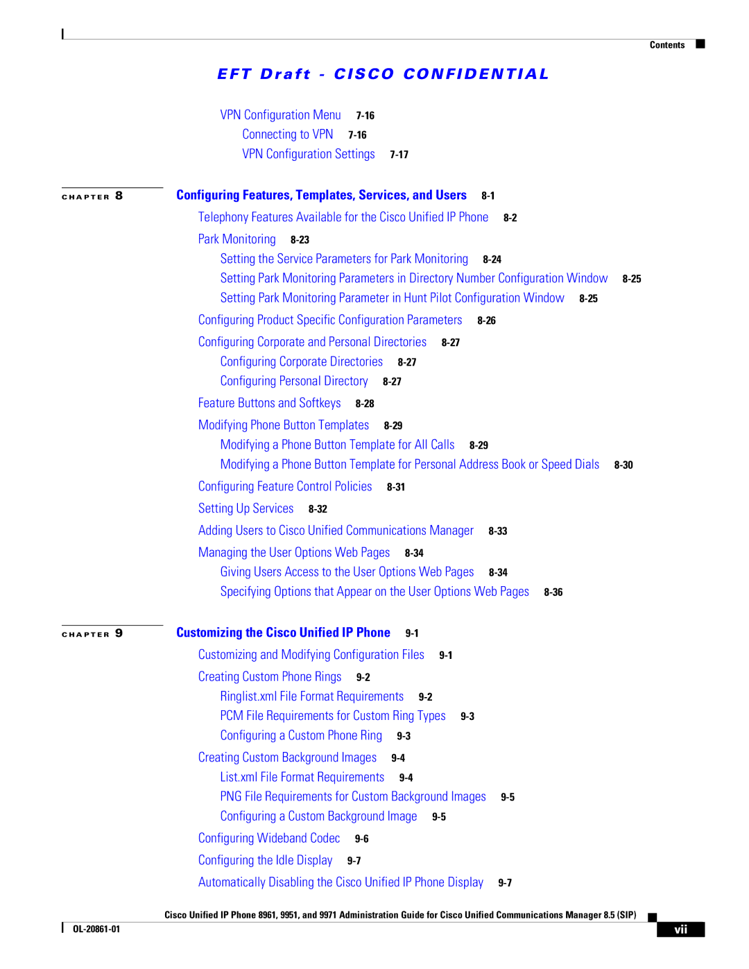 Cisco Systems 9971 E-1 manual Setting Up Services, Connecting to VPN, Configuring Corporate and Personal Directories 