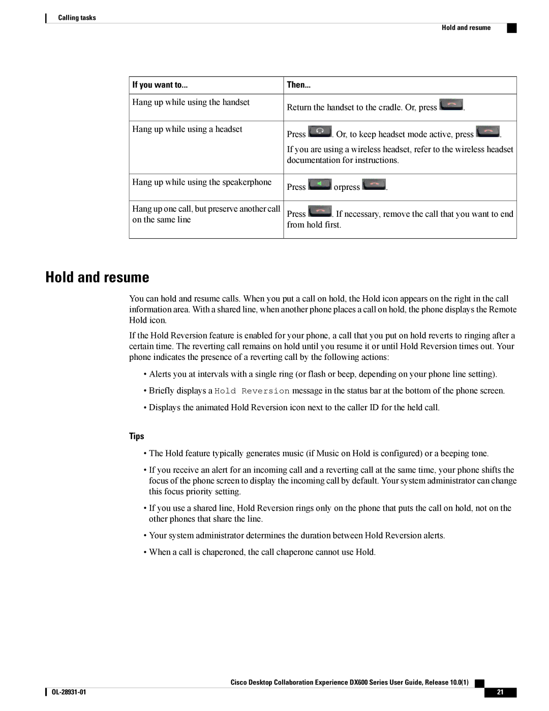 Cisco Systems CPDX650K9, A03D600GA2 manual Hold and resume 