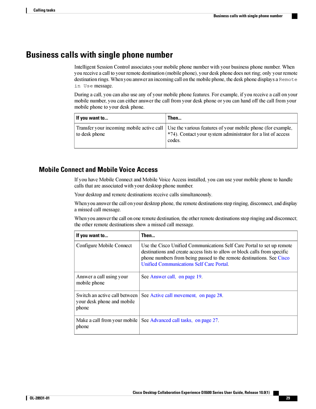 Cisco Systems CPDX650K9, A03D600GA2 manual Business calls with single phone number, Mobile Connect and Mobile Voice Access 