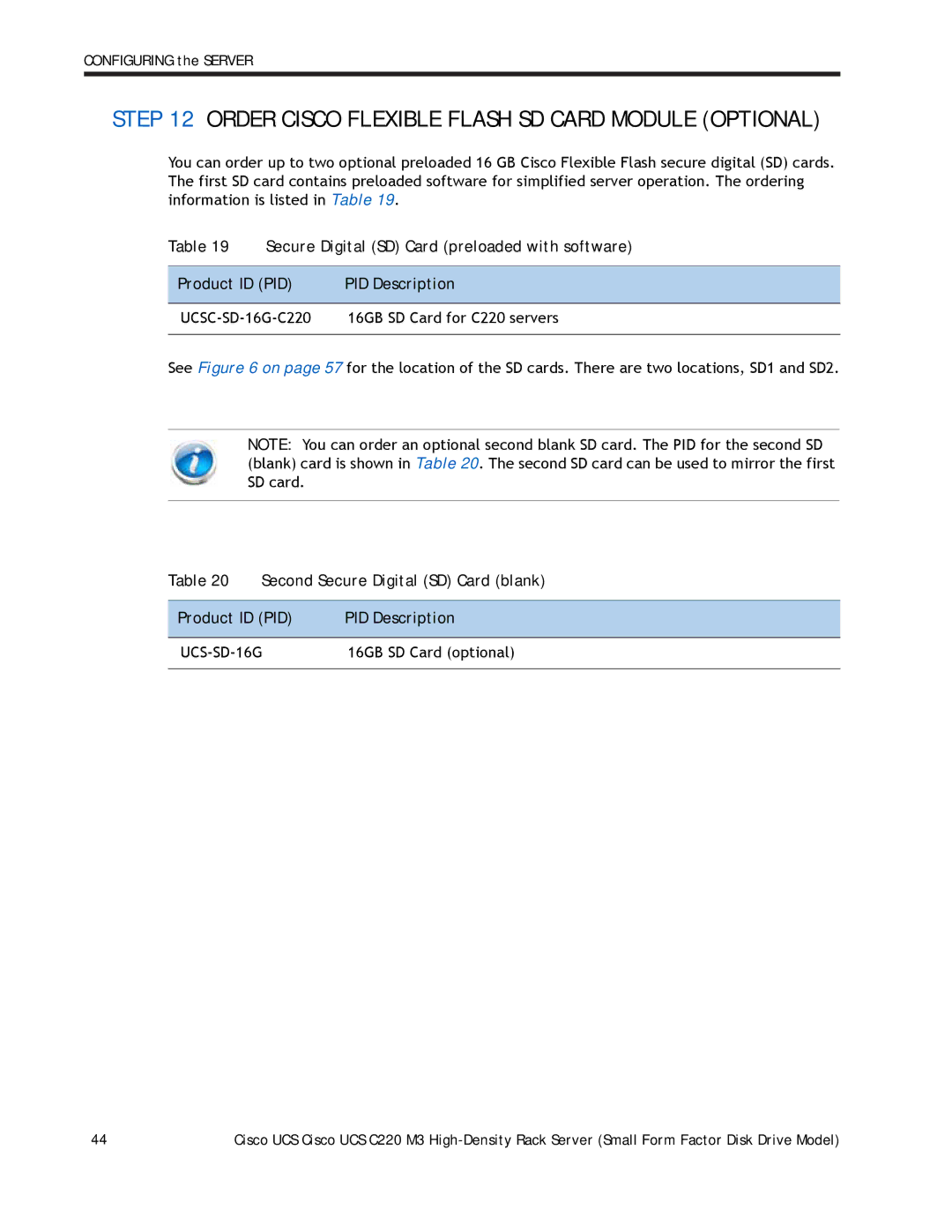 Cisco Systems A03D600GA2 manual Order Cisco Flexible Flash SD Card Module Optional, Second Secure Digital SD Card blank 