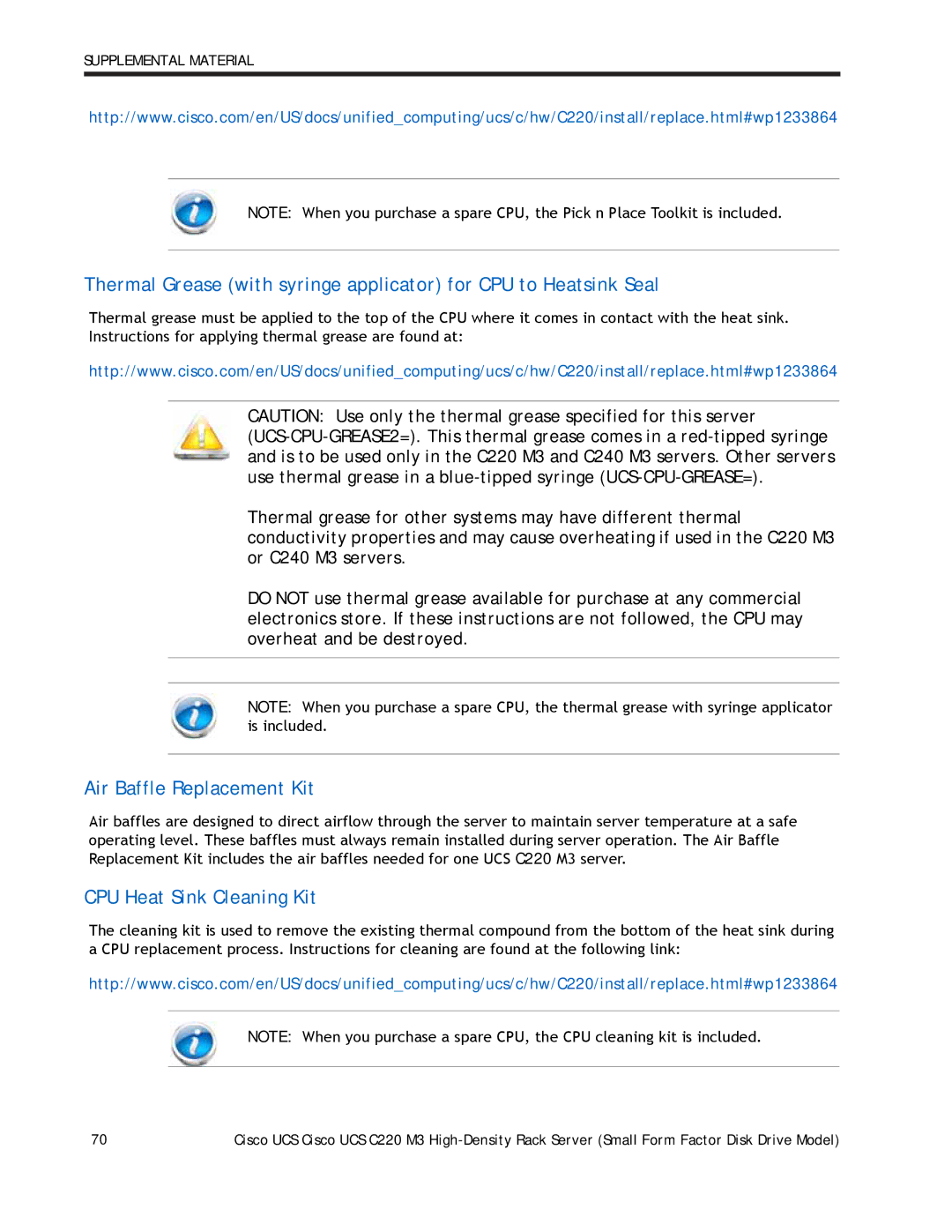 Cisco Systems A03D600GA2 manual Air Baffle Replacement Kit, CPU Heat Sink Cleaning Kit 