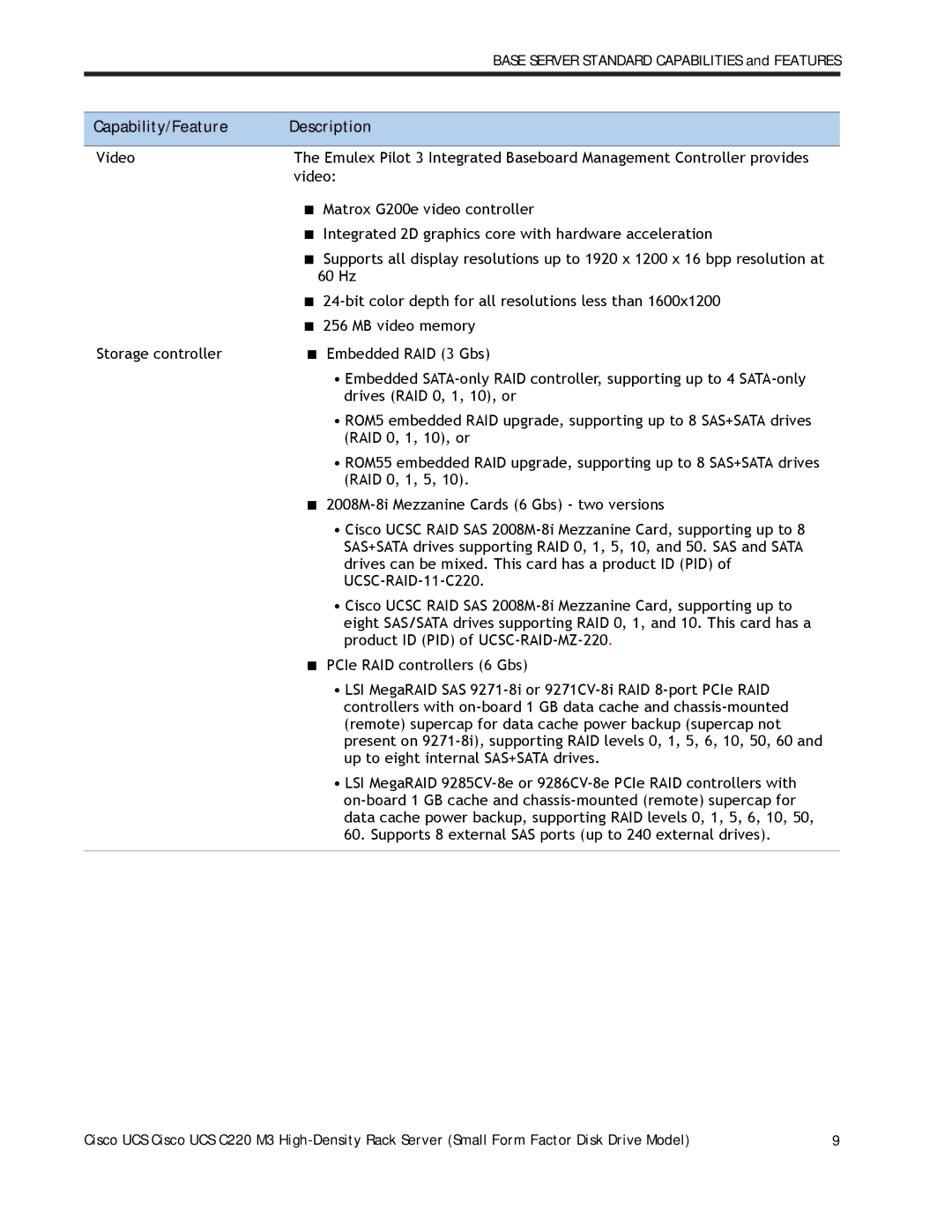 Cisco Systems A03D600GA2 manual Capability/Feature Description 