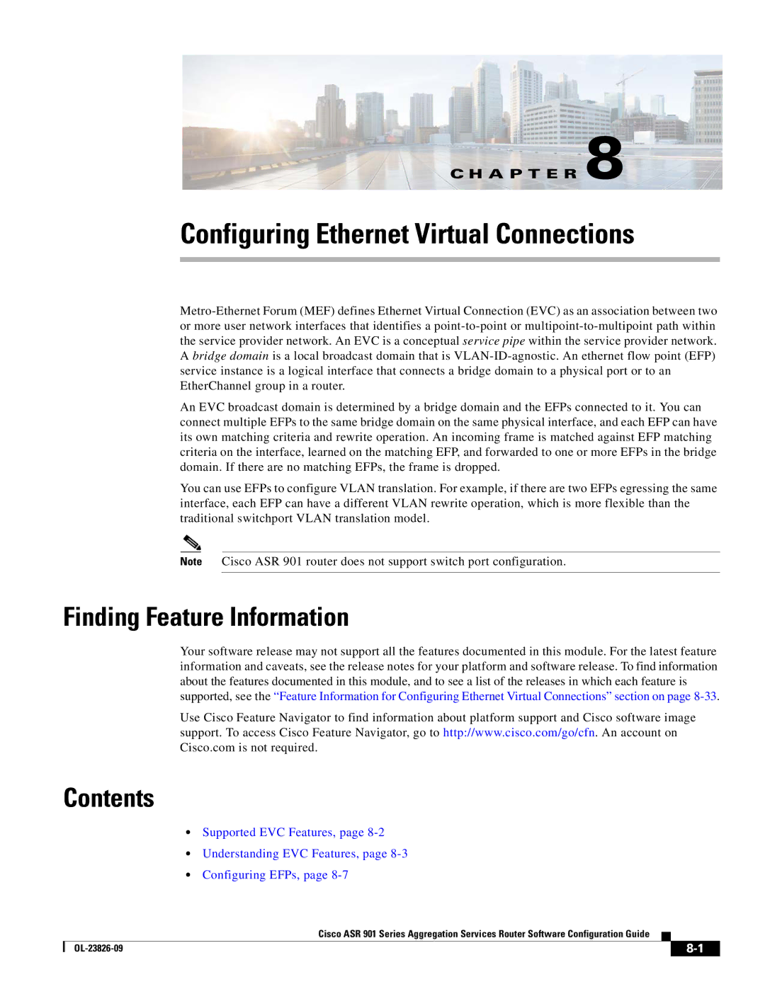 Cisco Systems A9014CFD manual Configuring Ethernet Virtual Connections, Finding Feature Information 