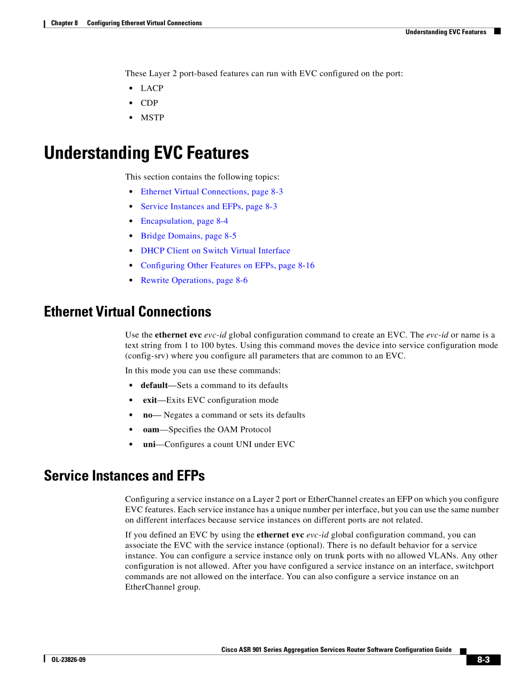 Cisco Systems A9014CFD manual Understanding EVC Features, Ethernet Virtual Connections, Service Instances and EFPs 