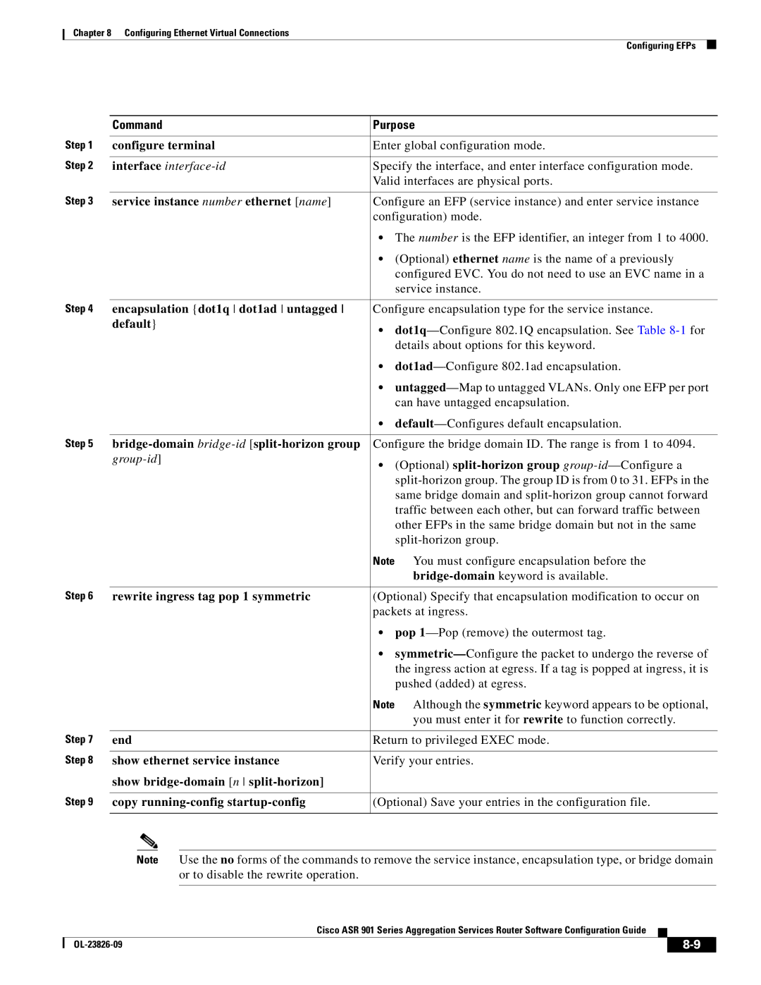 Cisco Systems A9014CFD manual Service instance number ethernet name, Encapsulation dot1q dot1ad untagged, Default 