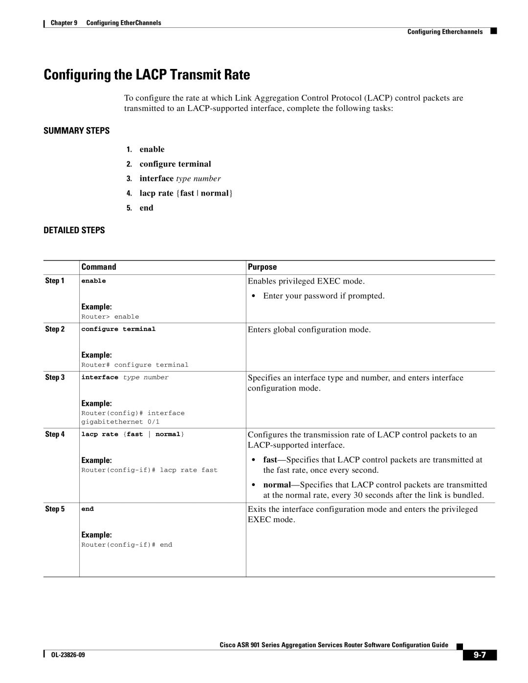 Cisco Systems A9014CFD manual Configuring the Lacp Transmit Rate, Lacp rate fast normal End 