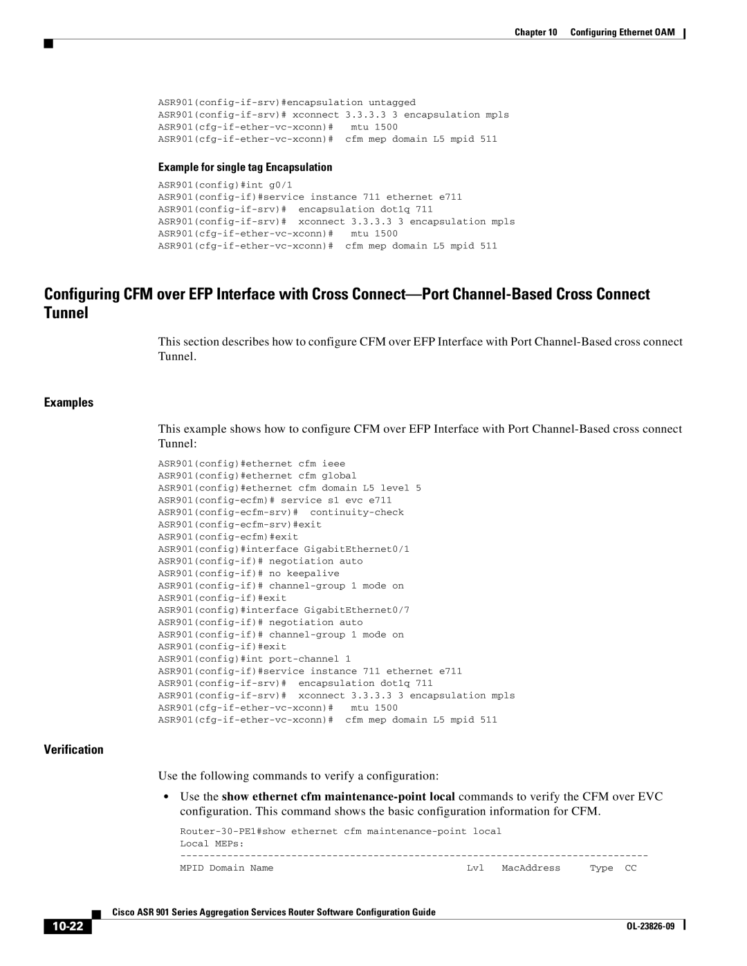 Cisco Systems A9014CFD manual Example for single tag Encapsulation, 10-22 