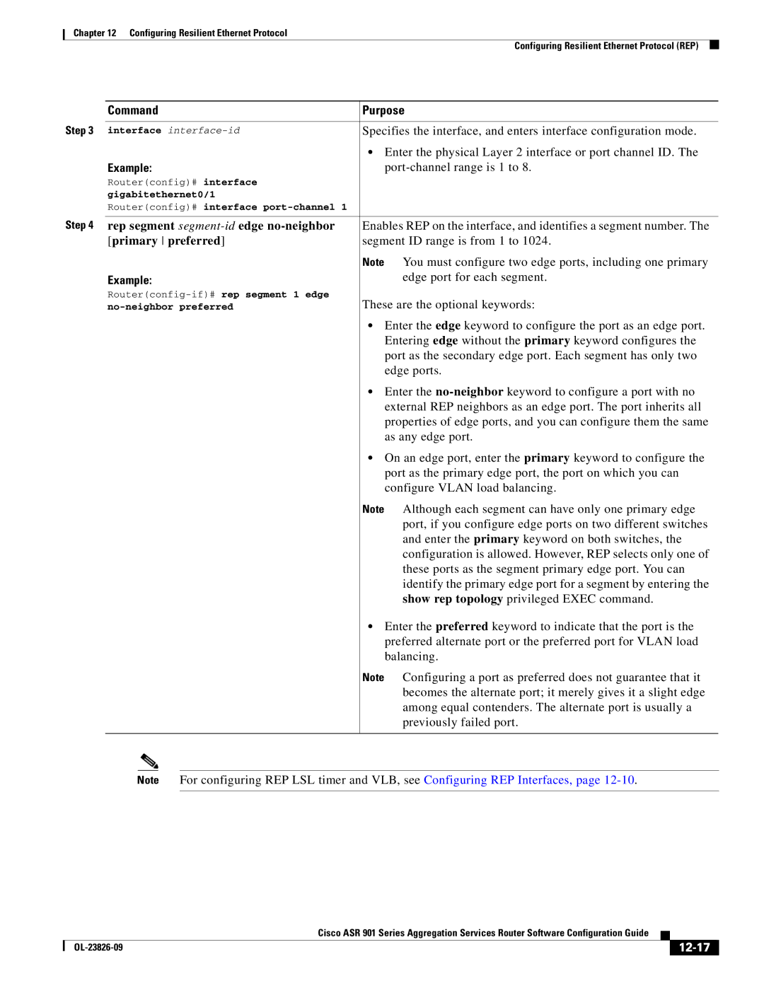 Cisco Systems A9014CFD manual Rep segment segment-id edge no-neighbor, Primary preferred, 12-17 