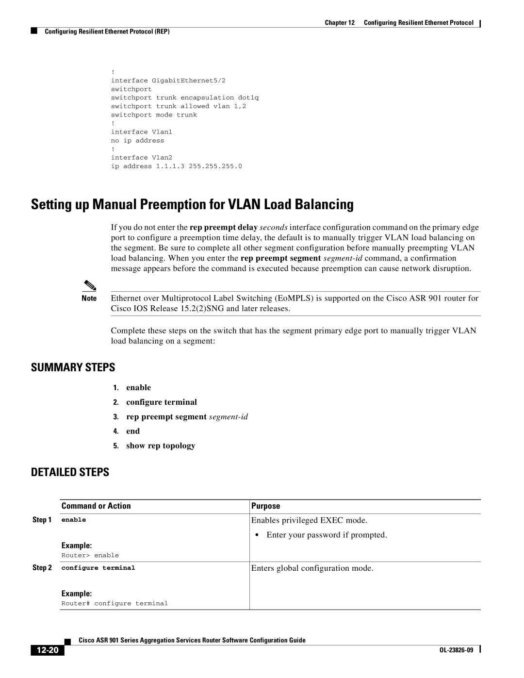 Cisco Systems A9014CFD manual Setting up Manual Preemption for Vlan Load Balancing, 12-20 