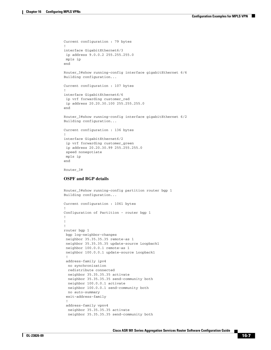 Cisco Systems A9014CFD manual Ospf and BGP details, 16-7 