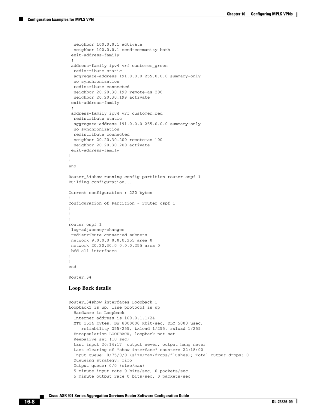 Cisco Systems A9014CFD manual Loop Back details, 16-8 