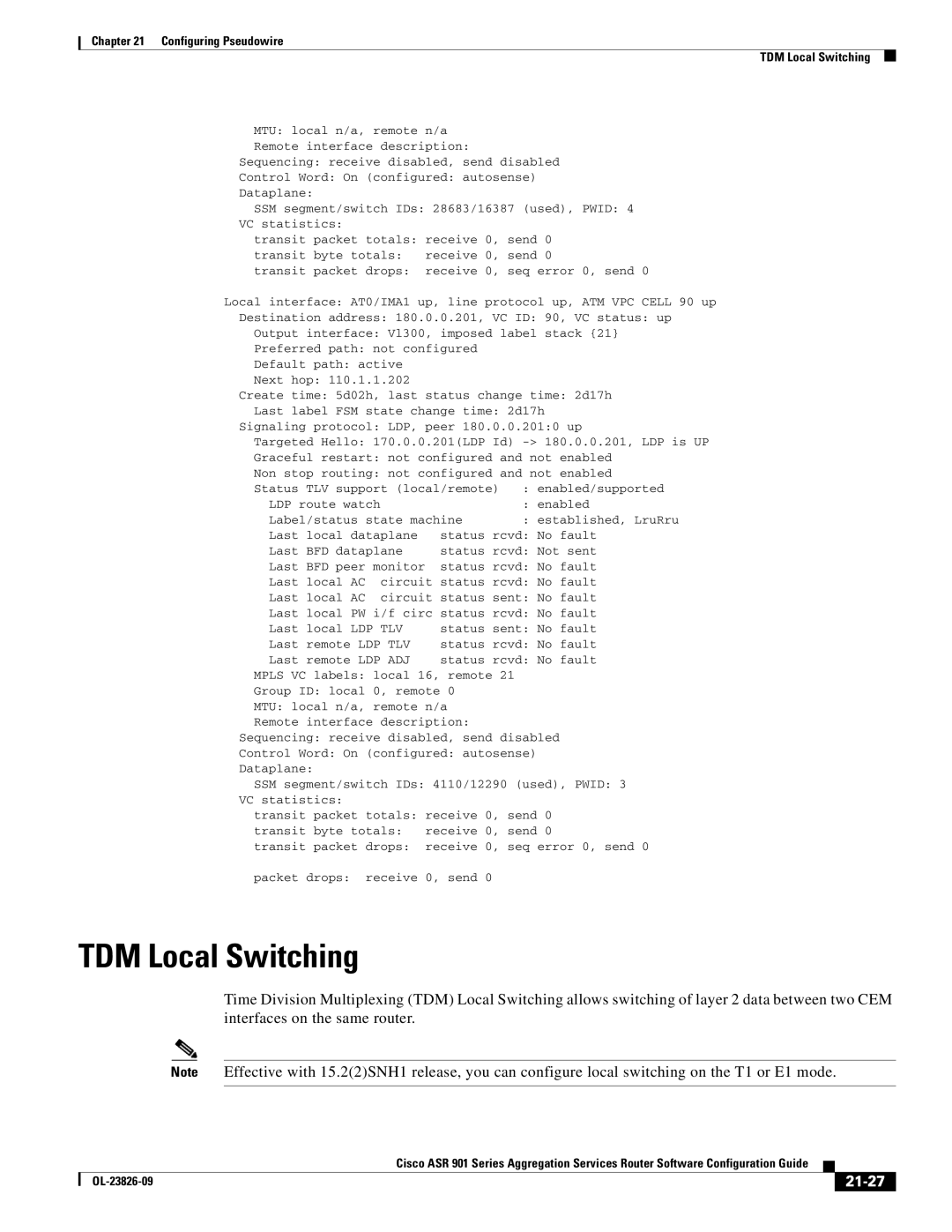 Cisco Systems A9014CFD manual TDM Local Switching, 21-27 