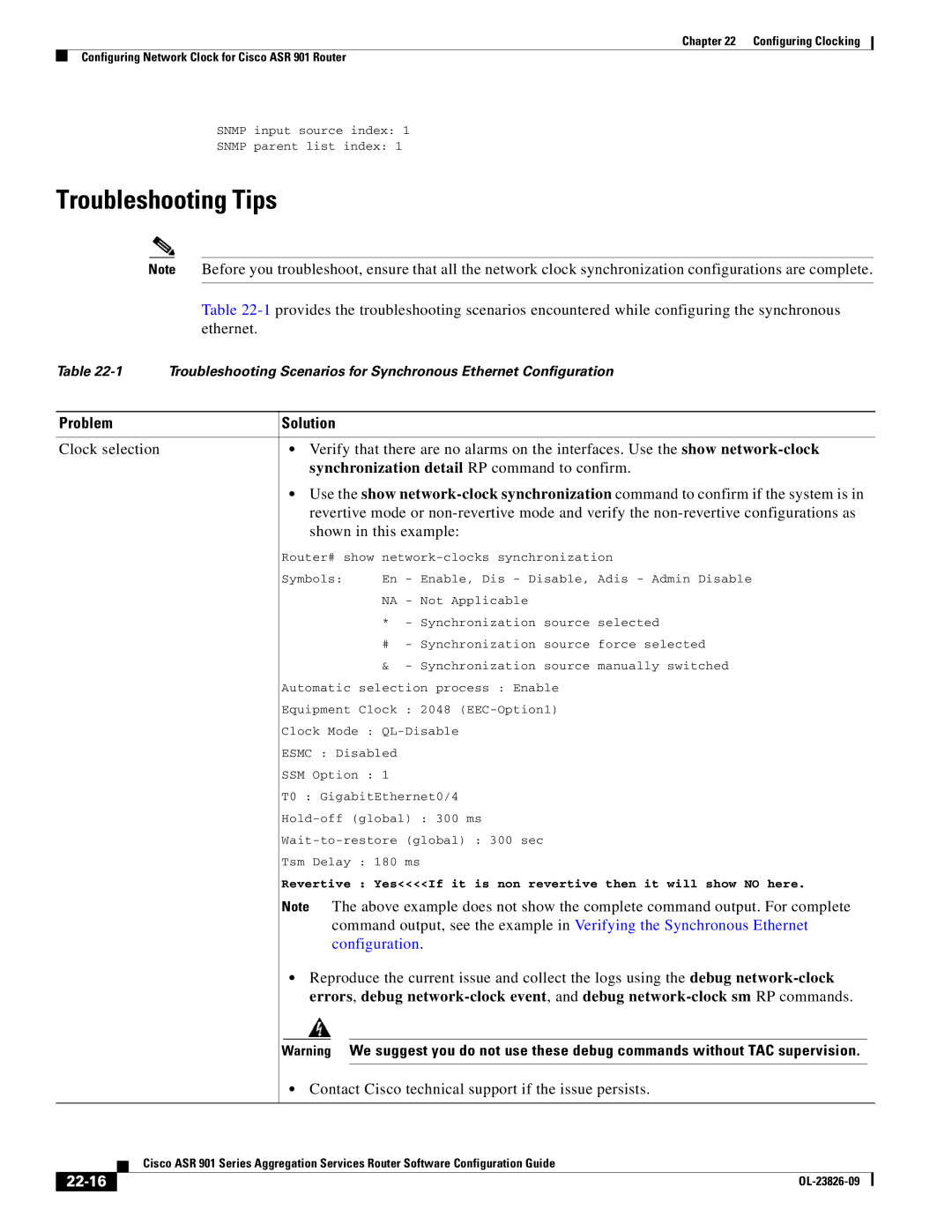 Cisco Systems A9014CFD Troubleshooting Tips, Synchronization detail RP command to confirm, Shown in this example, 22-16 